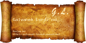 Galvanek Loránd névjegykártya